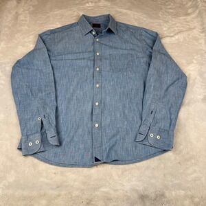 UNTUCKit Mens Large Light Blue 100% Cotton Long Sleeve Button Down Shirt